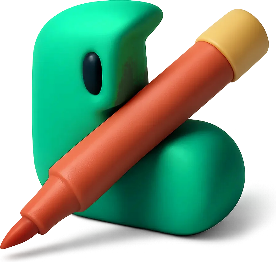 Leap holding a red marker
