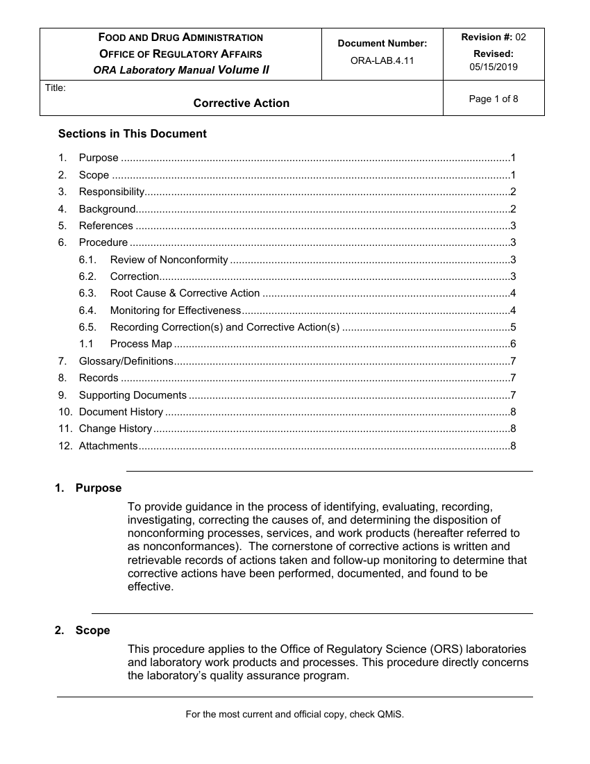 ORA-LAB.5.10 Corrective Action first page