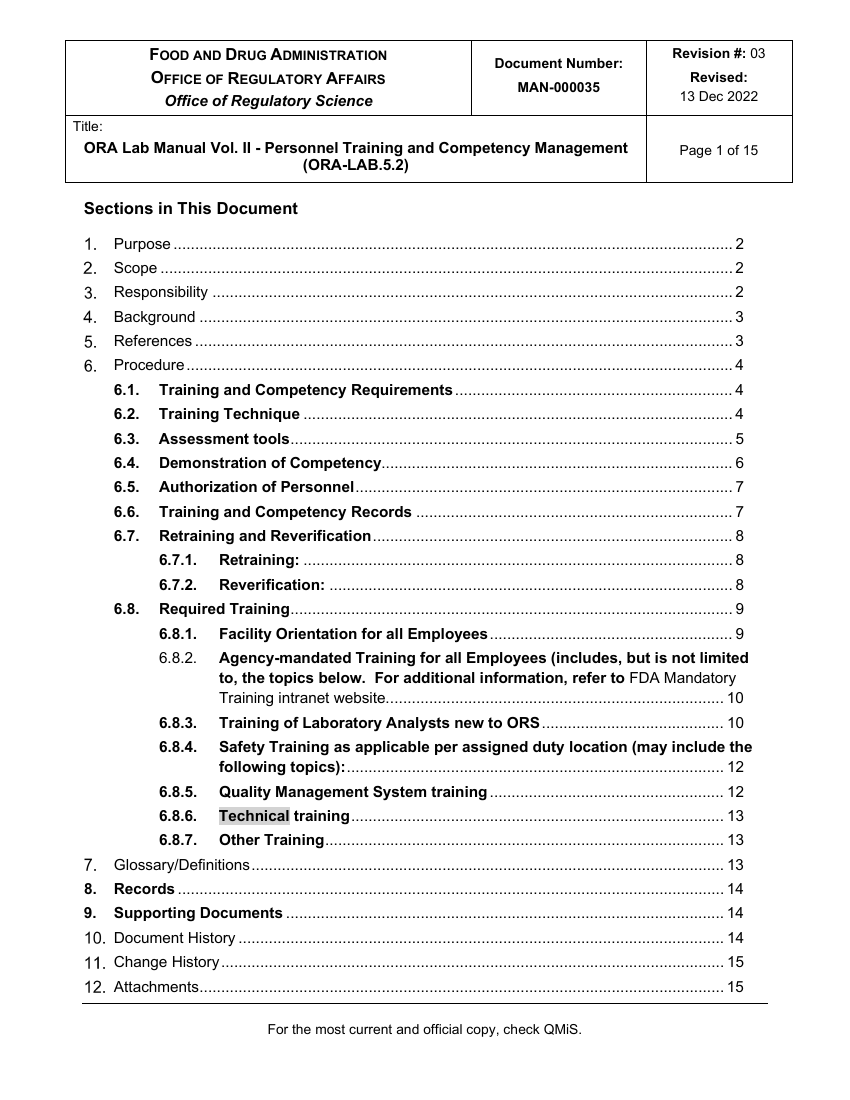 ORA-LAB.5.2 Personnel Training and Competency Management first page